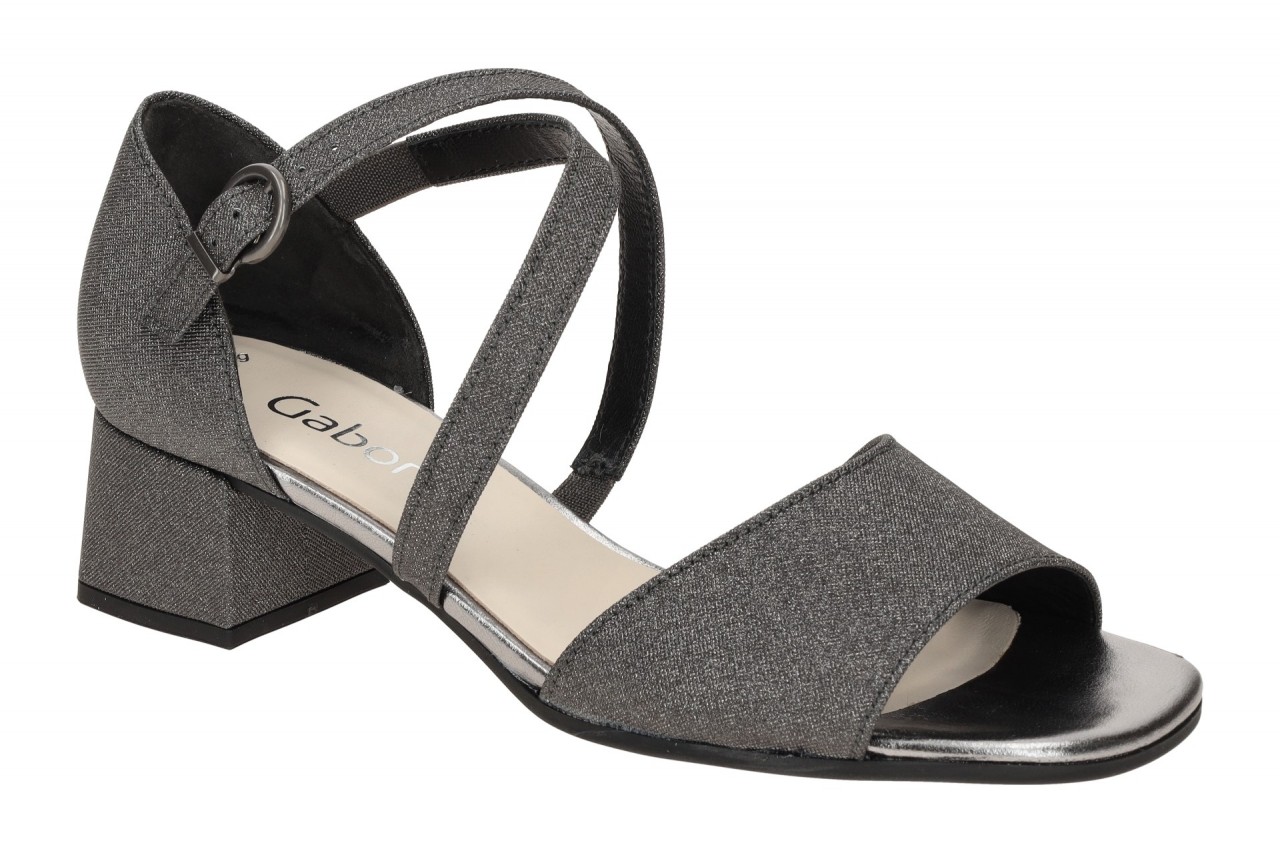 Gabor 41.760 Damen Sandalette Grau - argento, funkel Effekt, Echtleder-Innenf...