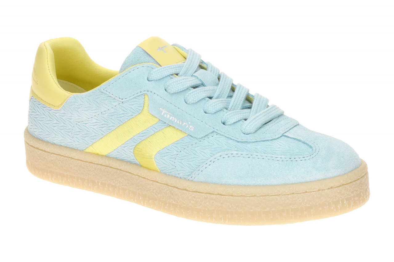 Tamaris 1-23723-44 88A Damenschuhe Plateau Sneakers light blue Velourleder Mix
