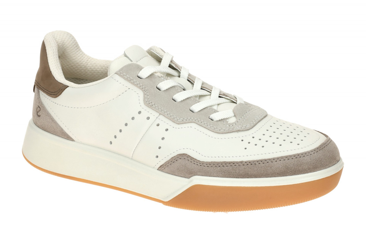 Ecco 539814 STREET COURT Herren Sneaker Wei? Moon Rock/White/Taupe atmungsaktiv