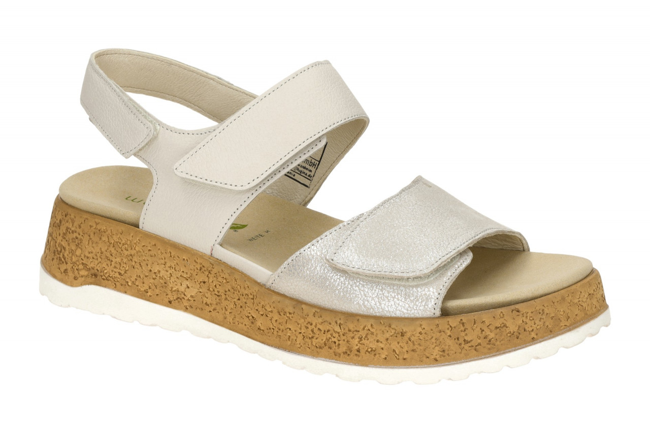 Waldl?ufer 990001 Damen Sandaletten Beige Perl Komfort Fu?bett Keilabsatz