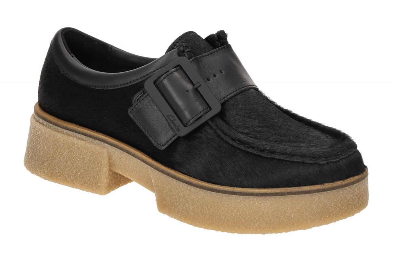 Clarks 26178678 4 Linoso Monk Schwarz Damenschuhe Plateau Mokassin Blockabsatz