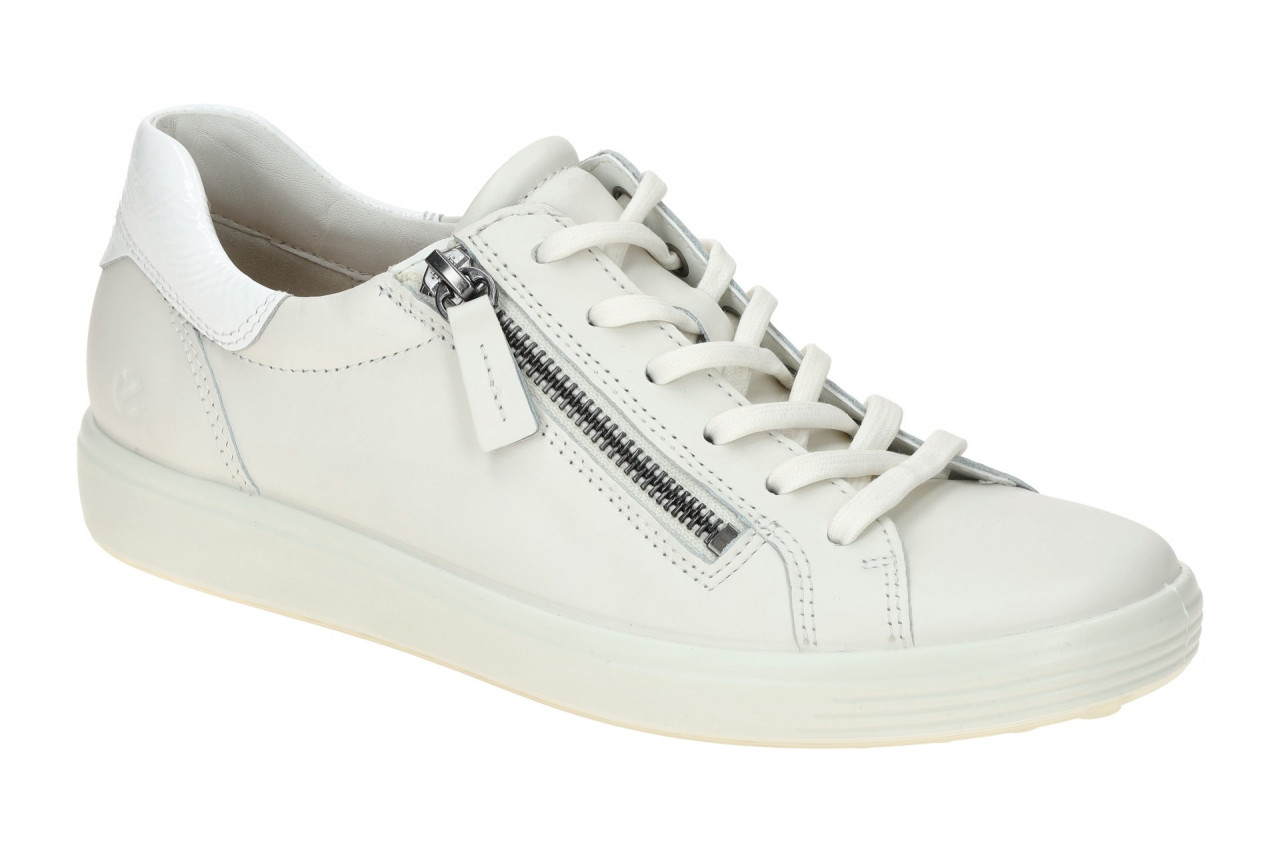 Ecco 49055350696 Soft 7 Side Zip Women Sneakers Wei? - bright white Glattleder