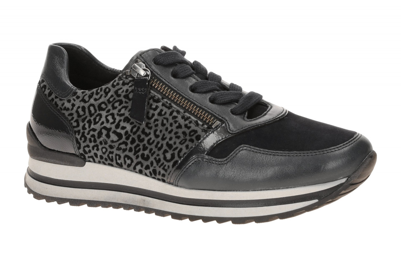 Gabor 6021.01.001 Damen Plateau Sneakers dunkelblau Leo-Muster - bequeme Halb...