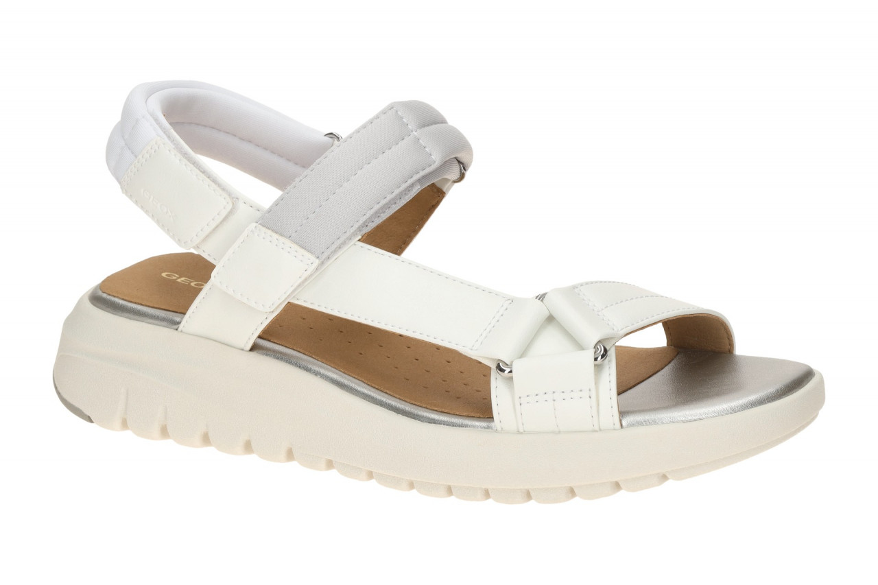 Geox Damen Sandale D65BSD FLEXTRIDE S in Wei? - white/lt grey, Keilabsatz 2cm