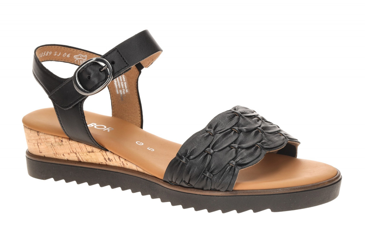 Gabor 82.758 Damen Sandalette Riemchen Sandalen Schwarz Kork Keilabsatz
