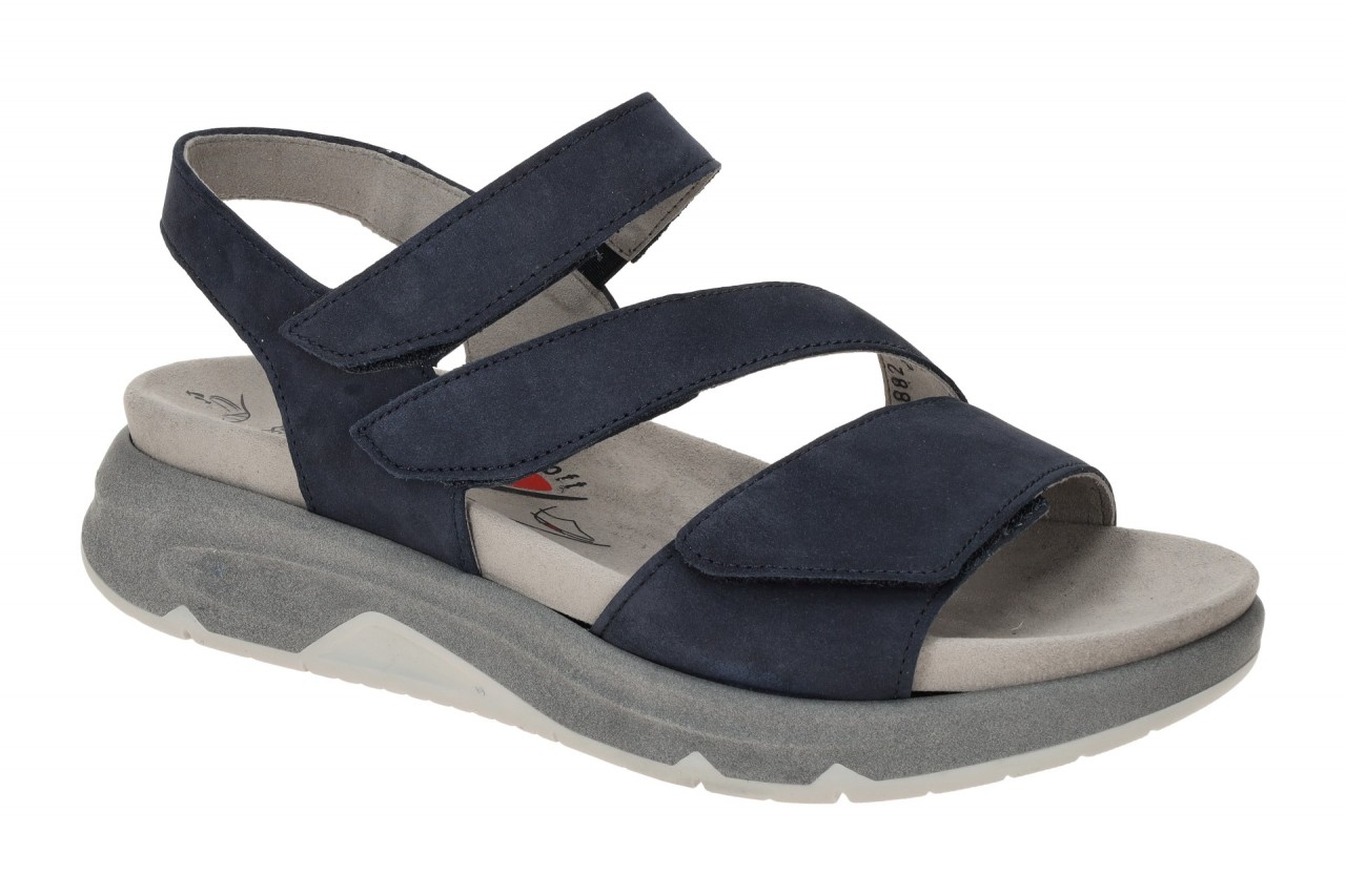 Gabor 46.882.36 Damen Sandale ROLLINGSOFT Blau Nubuk Klett Gummisohle