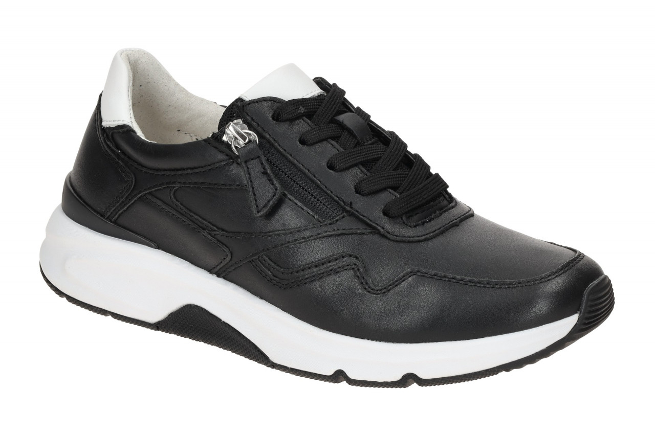 Gabor 66.896.67 Rollingsoft Damen Sneaker Schwarz/Wei? Echtleder Comfort Fu?bett