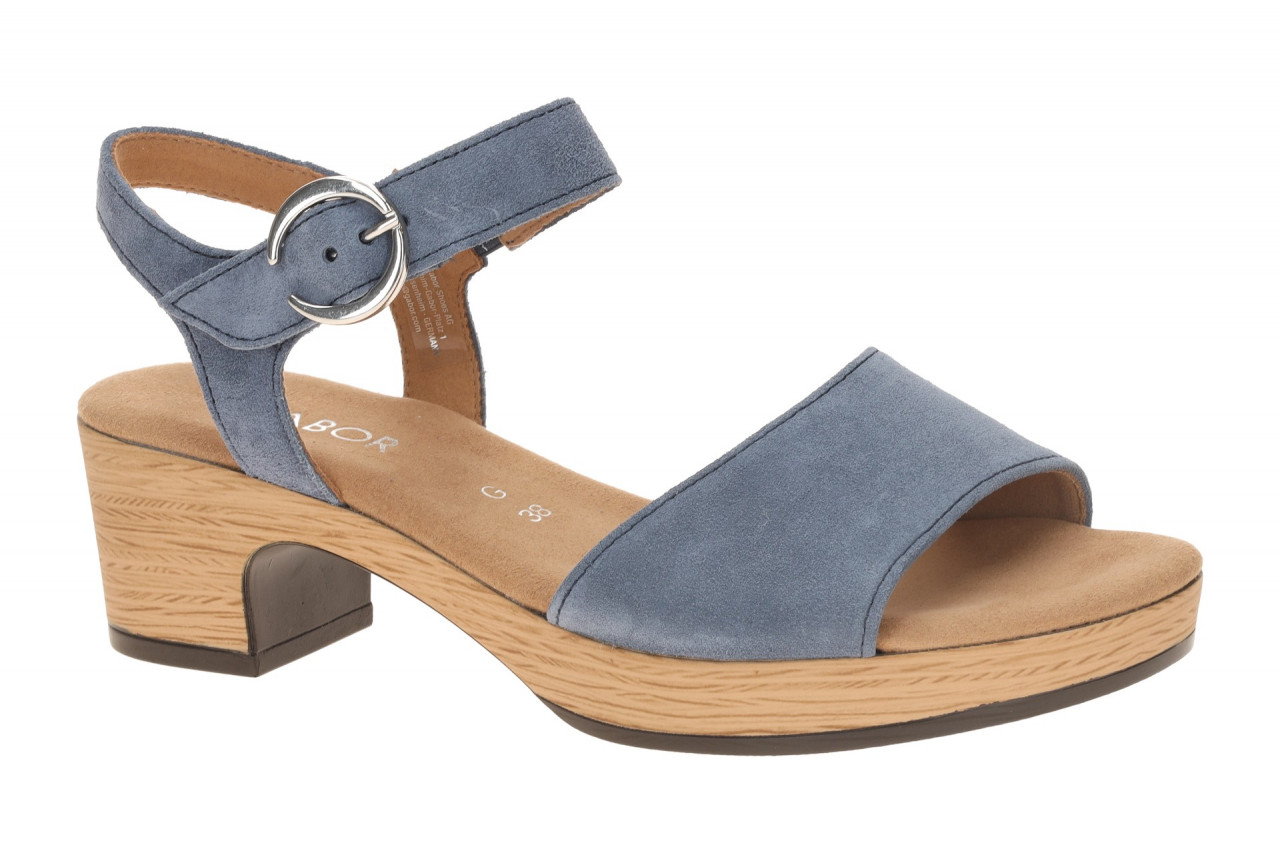 Gabor 82.071.26 Damen Sandalette - Riemchen Sandalen Blue Jeans Holzoptik Absatz
