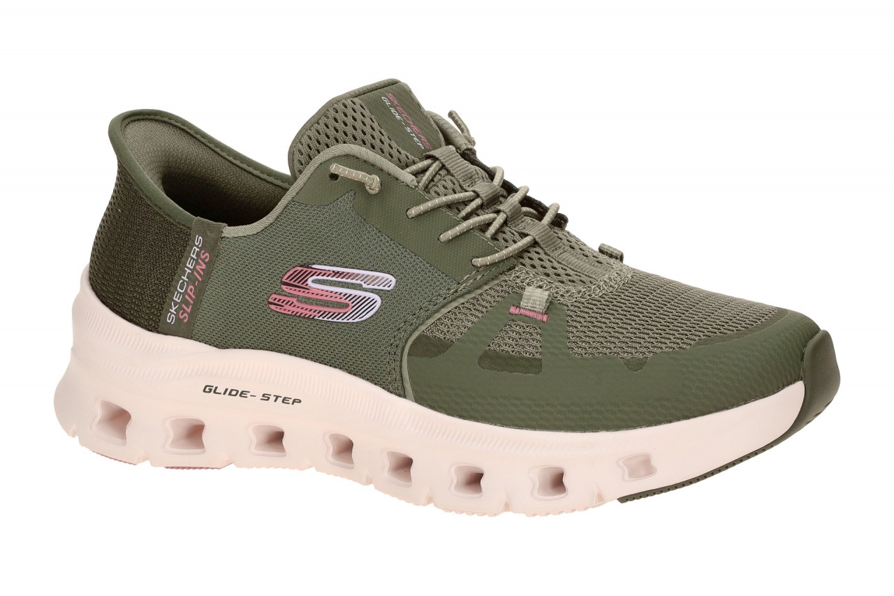 Skechers 150420 OLV Damen Slipper Olive Gr?n Air Cooled Memory Foam