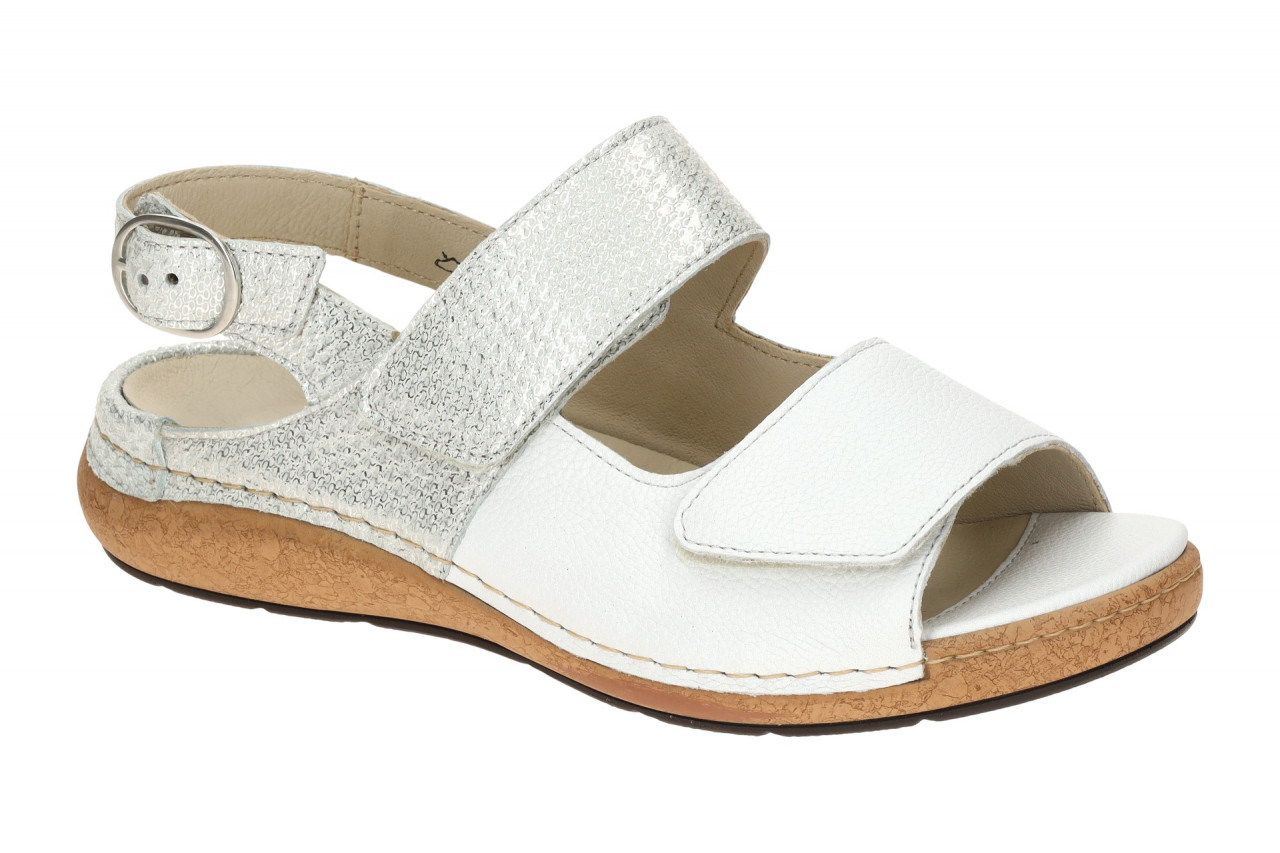 Waldl?ufer 681003 K-HELIETT Damen Sandale wei?/silber Glitzerfu?bett