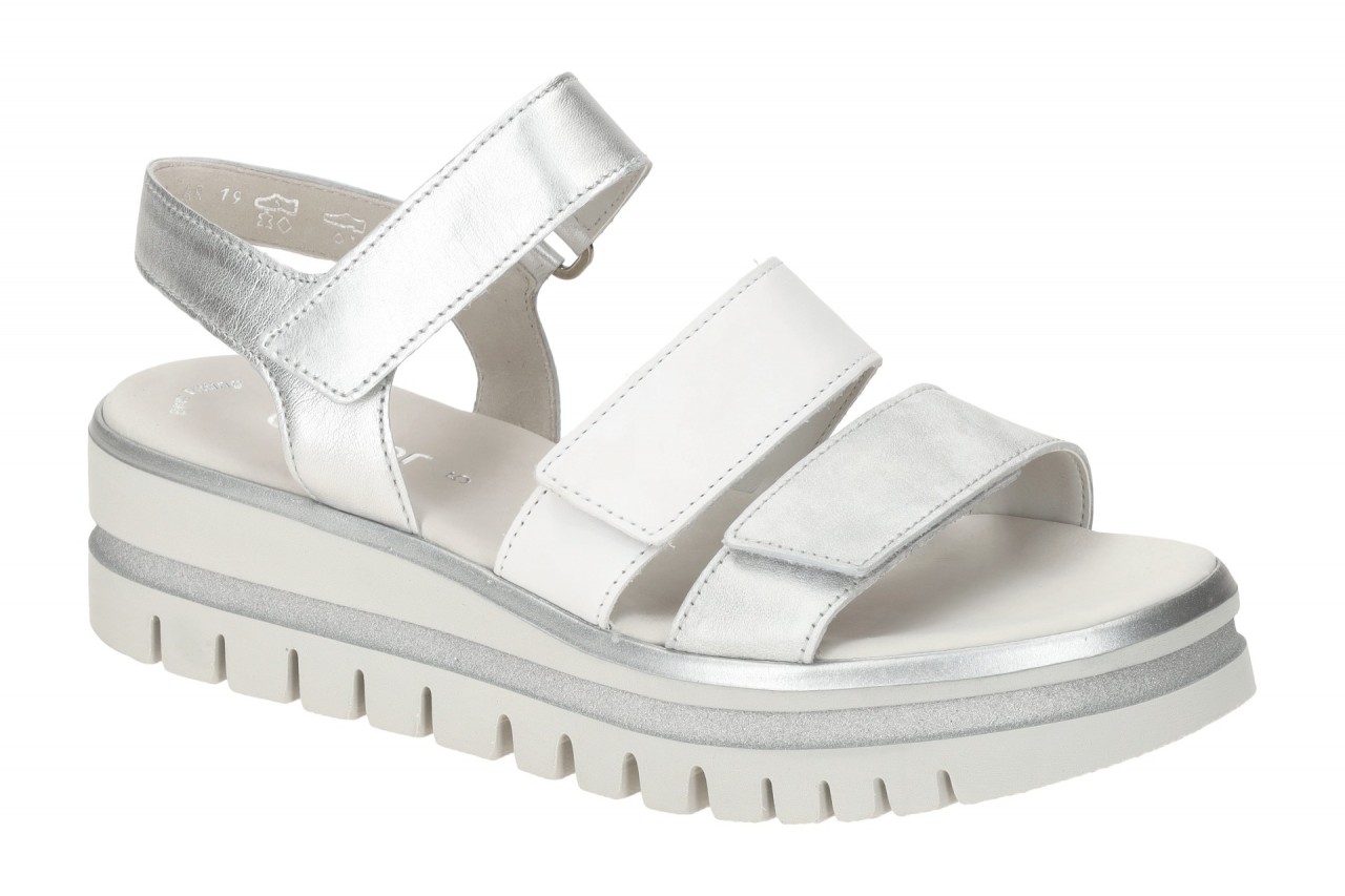 Gabor 64.620.69 Damen Sandalette silber-wei?-silber-kombi, Best Fitting, Keil...
