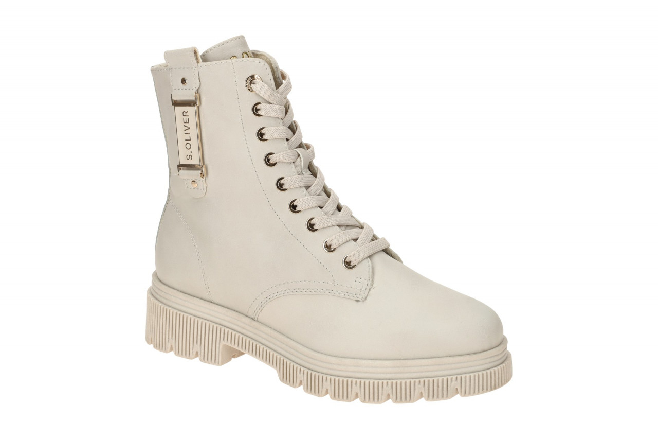 S. Oliver Damen Stiefeletten 5-25262-43 462 Wei? - cream Lace up Boots