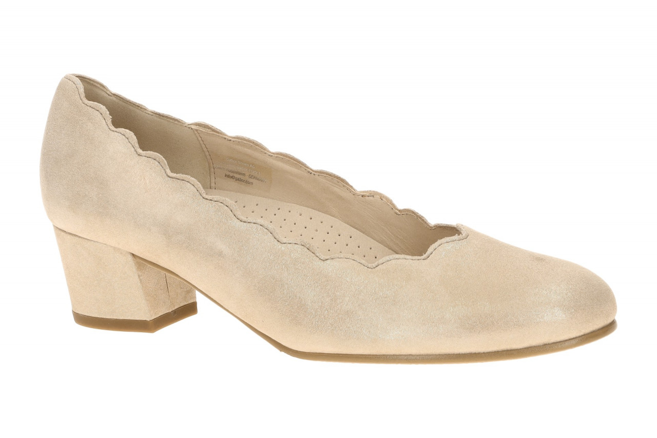 Gabor 3006.01.006 Damen Pumps Beige Sand Glitzer Komfort-Fu?bett Blockabsatz