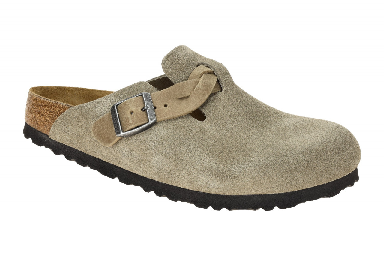 Birkenstock BOSTON BRAIDED 1026694 grau - bequeme Pantolette f?r Damen