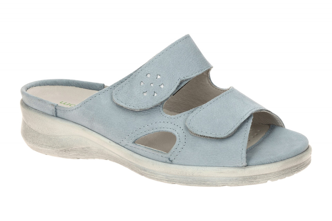 Waldl?ufer 811503 MERLE Damenschuhe Pantoletten Blau Sky/Silber bequem & leicht
