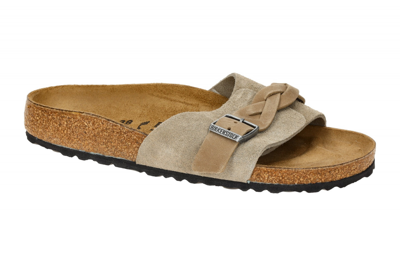 Birkenstock Damen Pantoletten 1026730 OITA BRAIDED Braun Taupe Echtleder Klet...