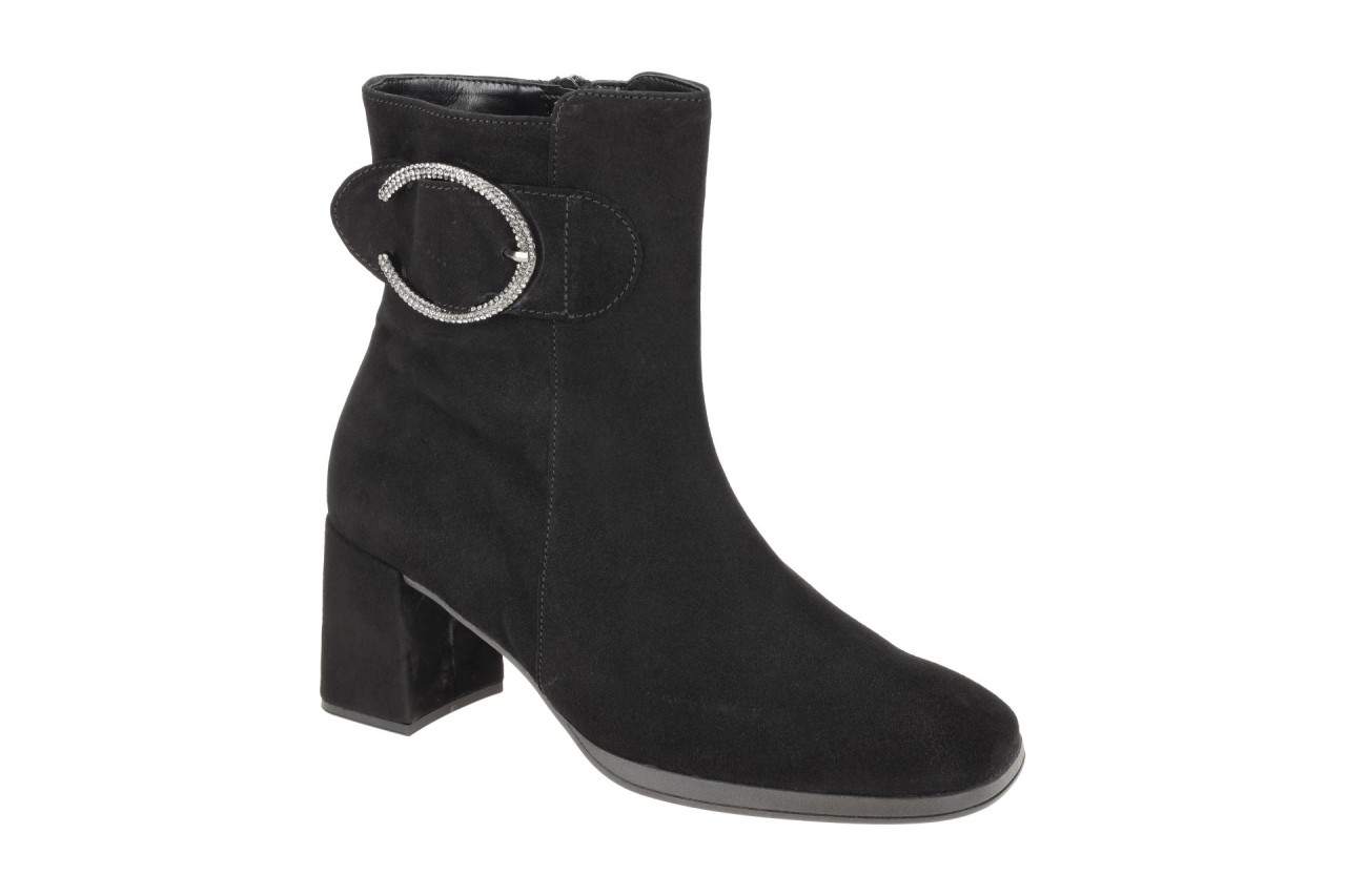 Gabor 35.692 Damen Stiefeletten schwarz Samtchevreau eckige Form