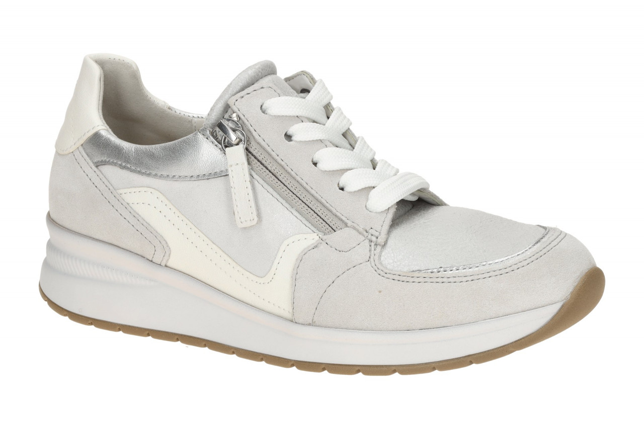 Gabor Damen Sneaker 86.307.60 bianco/white/silber, Echtleder, Gummisohle