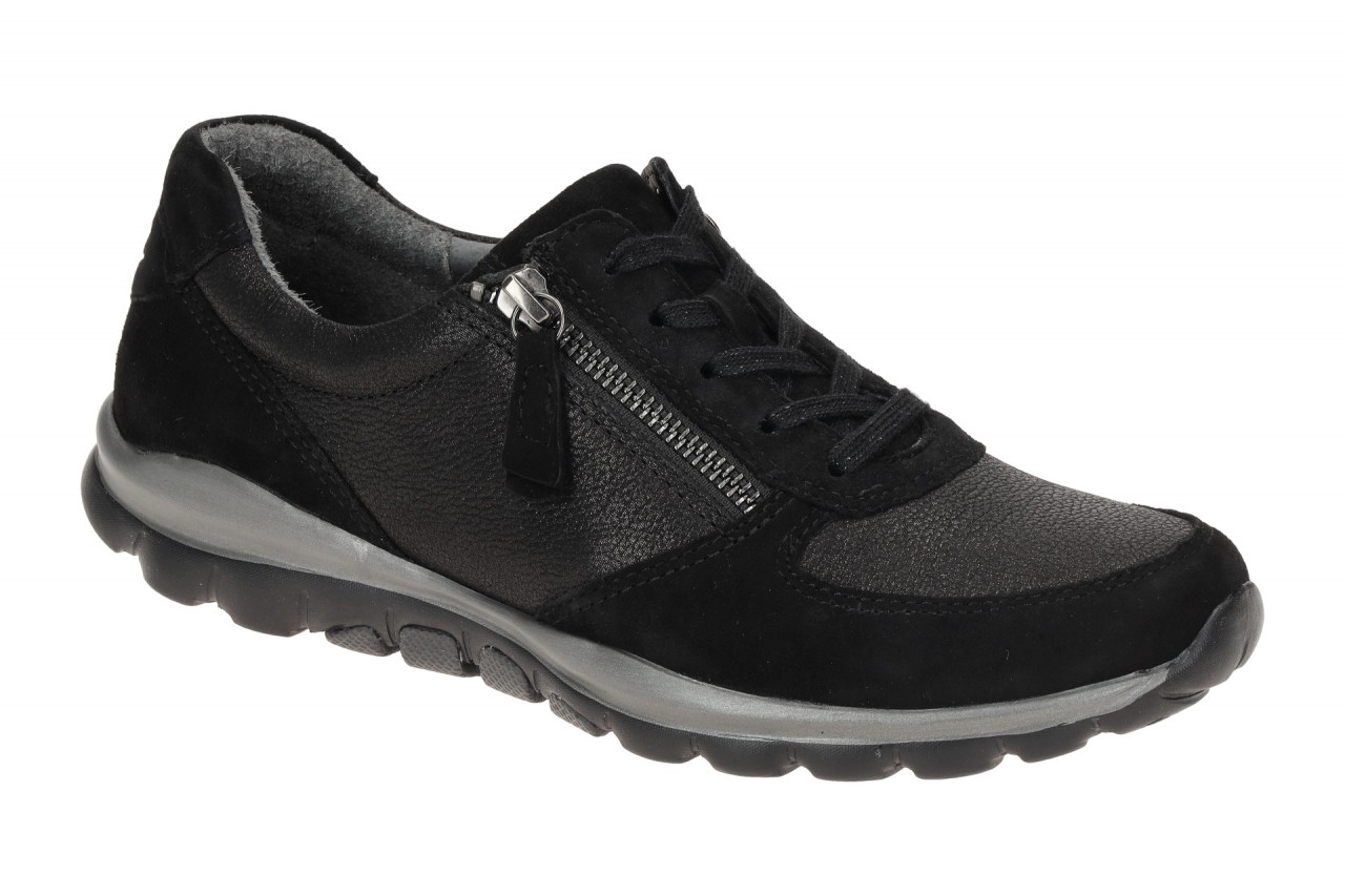 Gabor 76.968.37 Rollingsoft Damen Sneaker schwarz Matt/Glanz Fu?bett aus Echt...