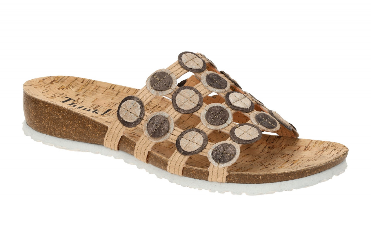 Think 247 Beige Linen Damenschuhe Pantoletten Echtleder Komfort Fu?bett