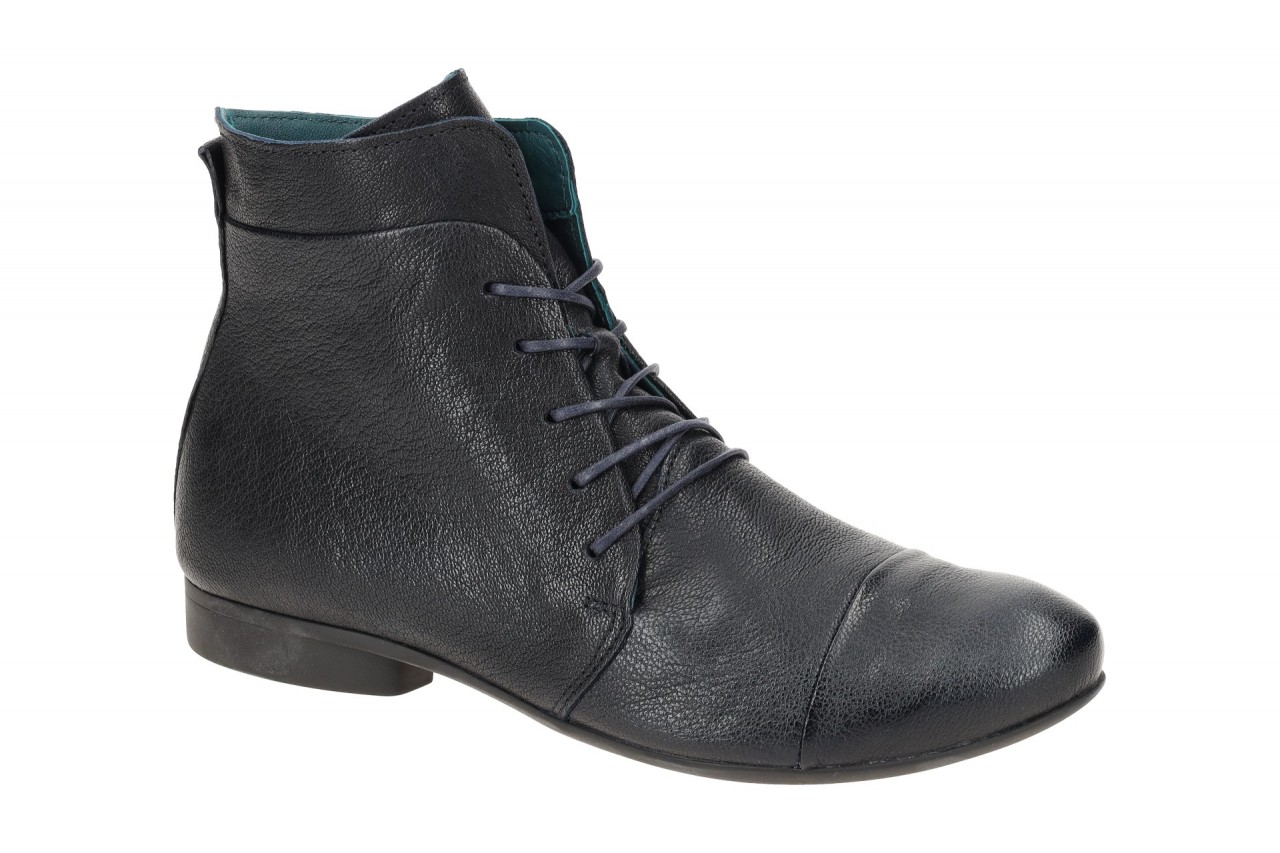 Think Damen Stiefeletten GUAD 2 Navy Blau Echtleder Ankle Boots 1,5cm Absatz