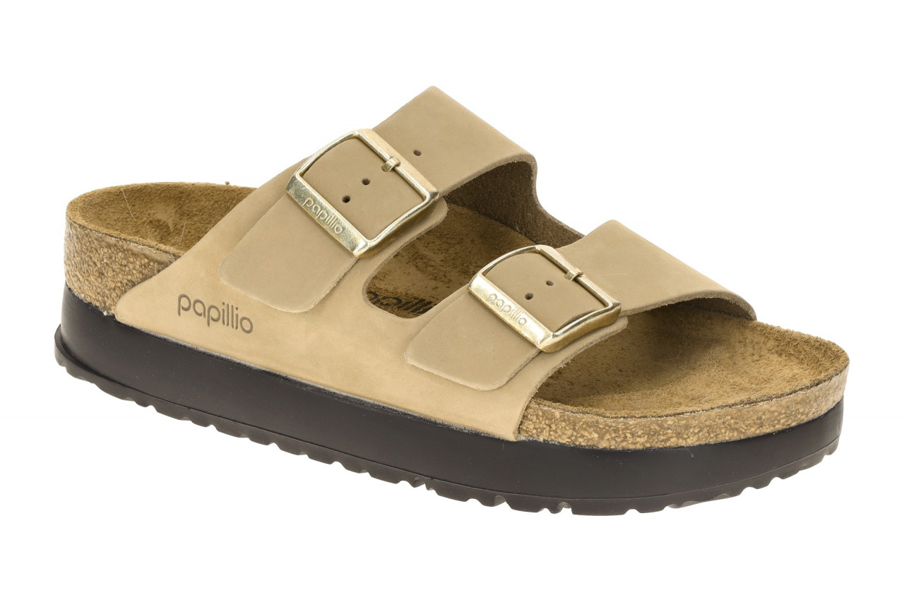 Birkenstock Damen Pantoletten ARIZONA PAP FLEX PLATFORM Sandcastle Beige