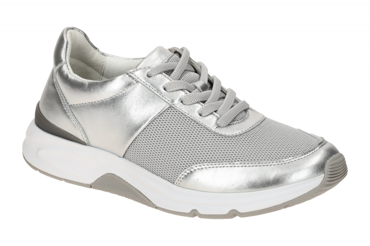 'Gabor 66.897.10 ROLLINGSOFT Silber Damenschuhe Sportliche Schn?r-Halbschuhe'