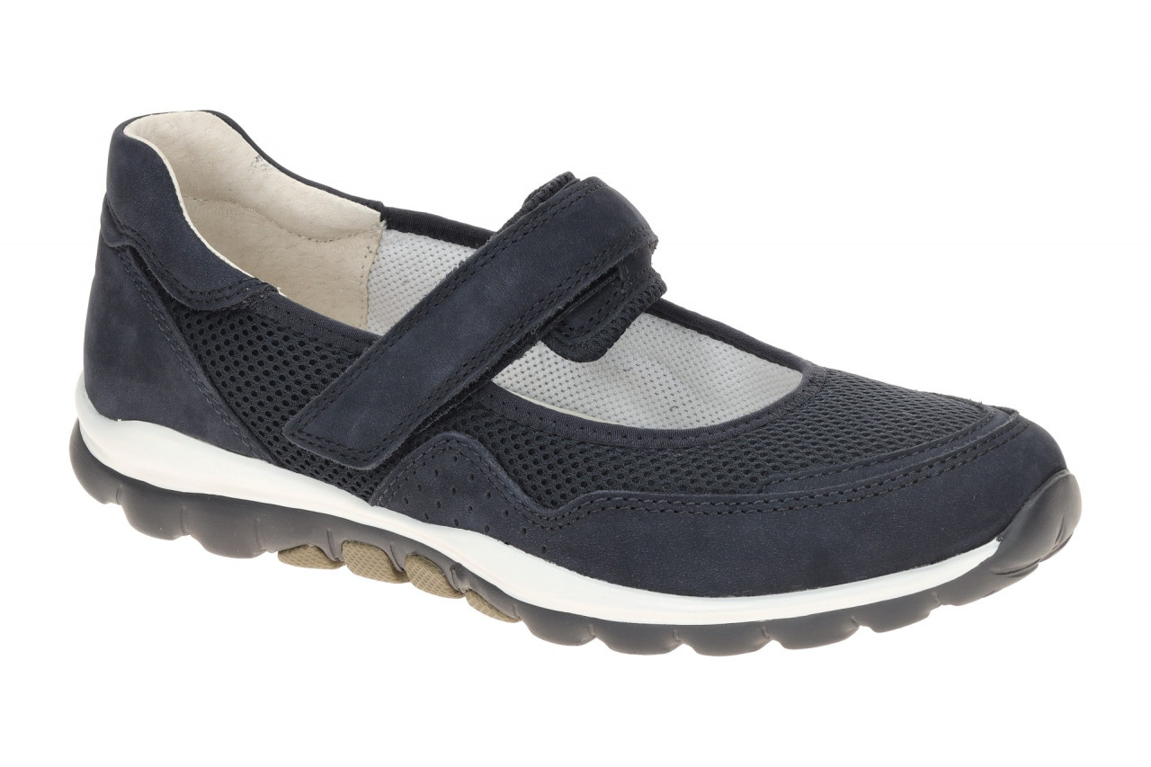 Gabor 86.961.36 ROLLINGSOFT Damenschuhe Ballerina Mary Jane Blue Nubuck Textil