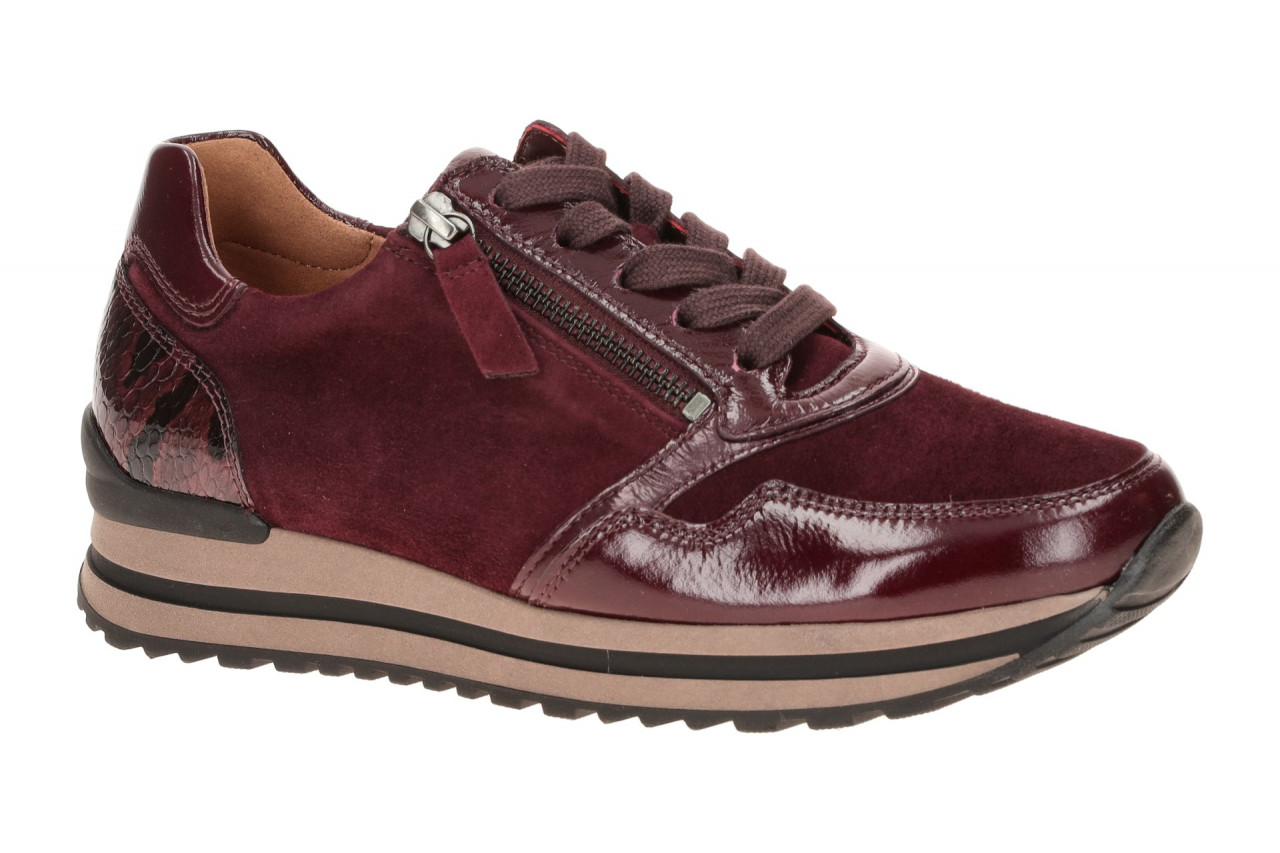 Gabor 6021.01.003 Damen Plateau Sneakers Mulberry Rot bequeme Schn?r-Halbschuhe