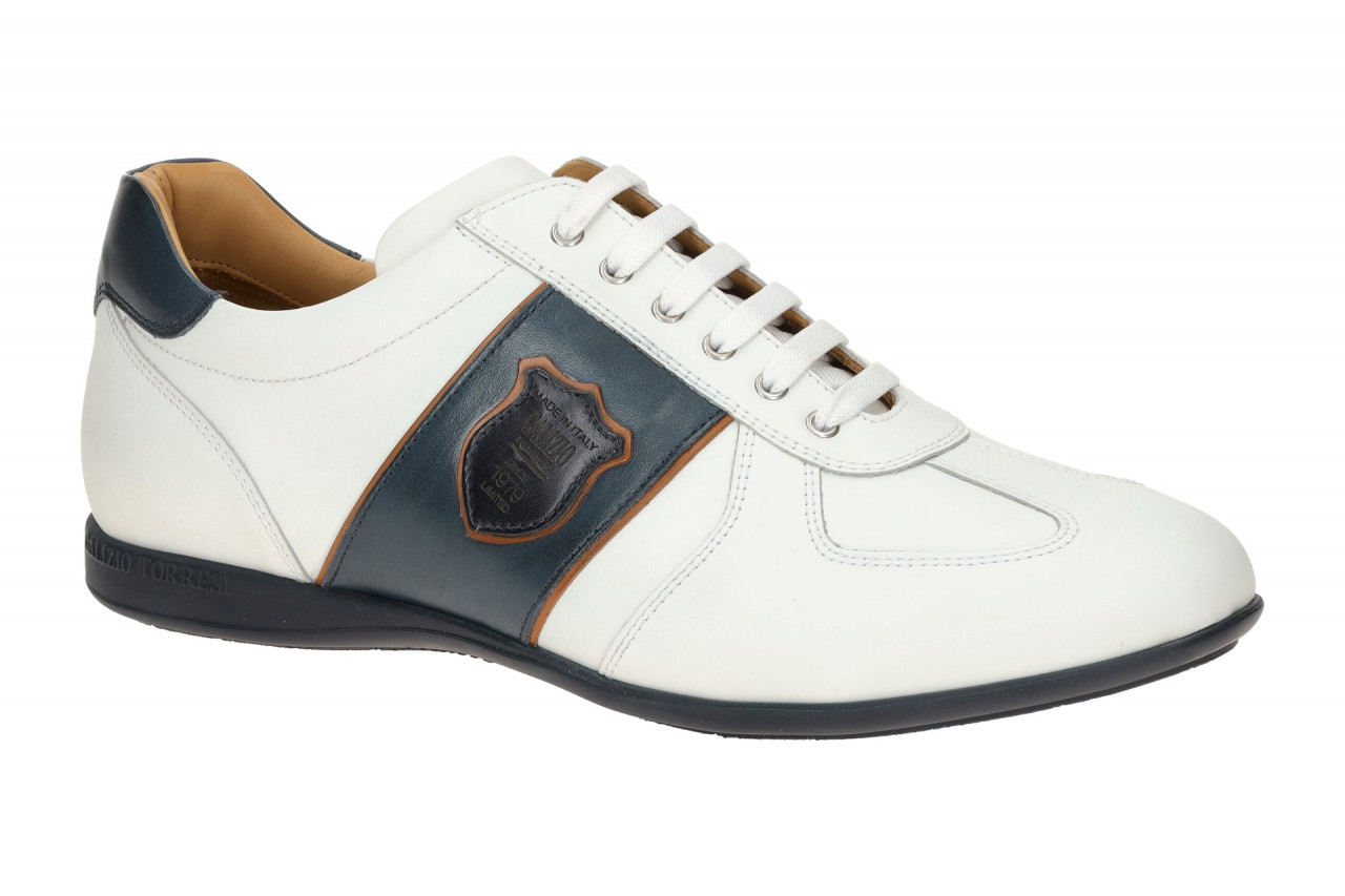 Galizio Torresi Herren Sneaker 319560 in Wei?/Blau/Hellbraun - Echtleder, Gum...