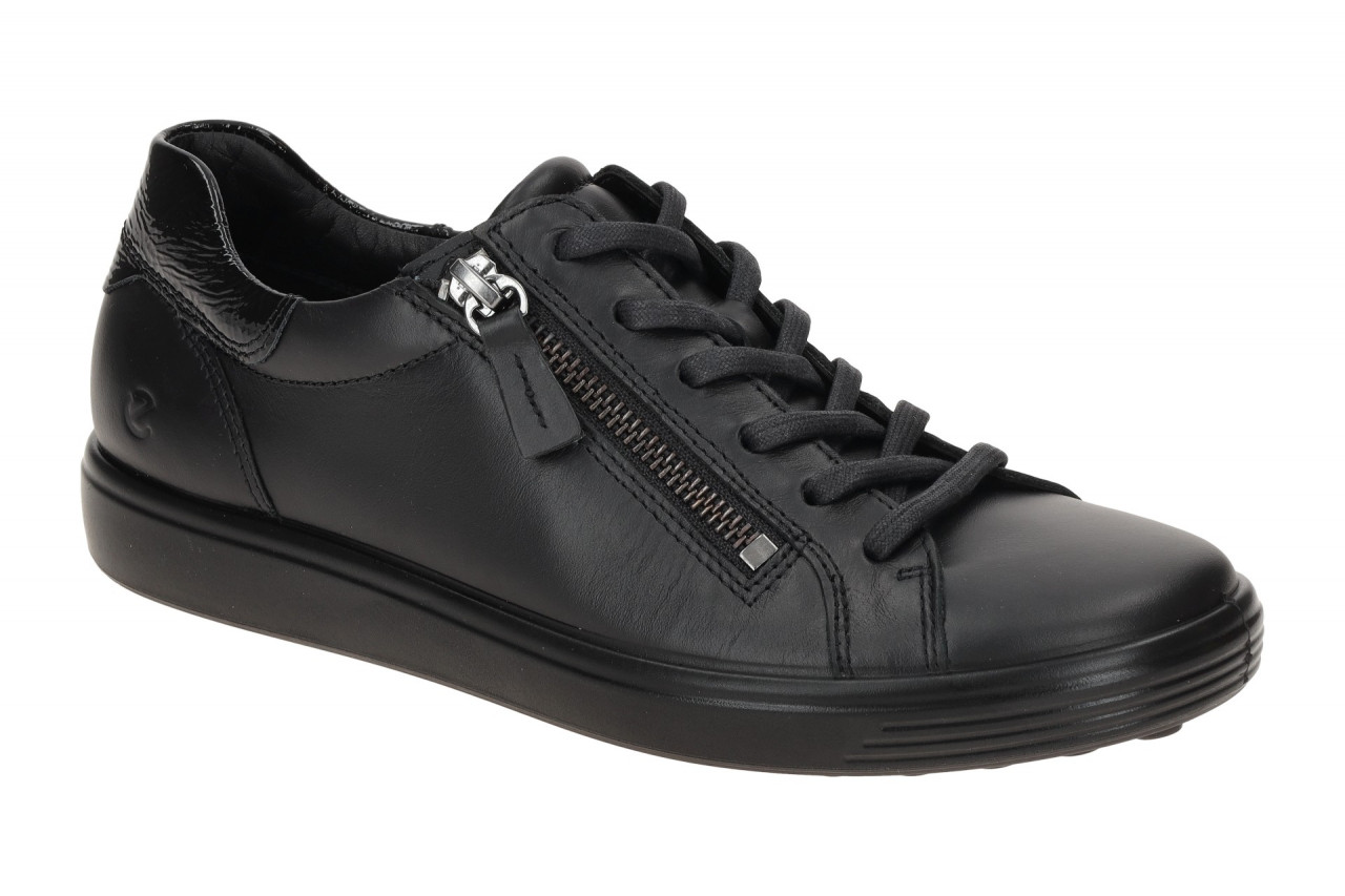 Ecco 490553 SOFT 7 - SIDE ZIP WOMEN Damenschuhe Schwarz Lackleder Sneakers