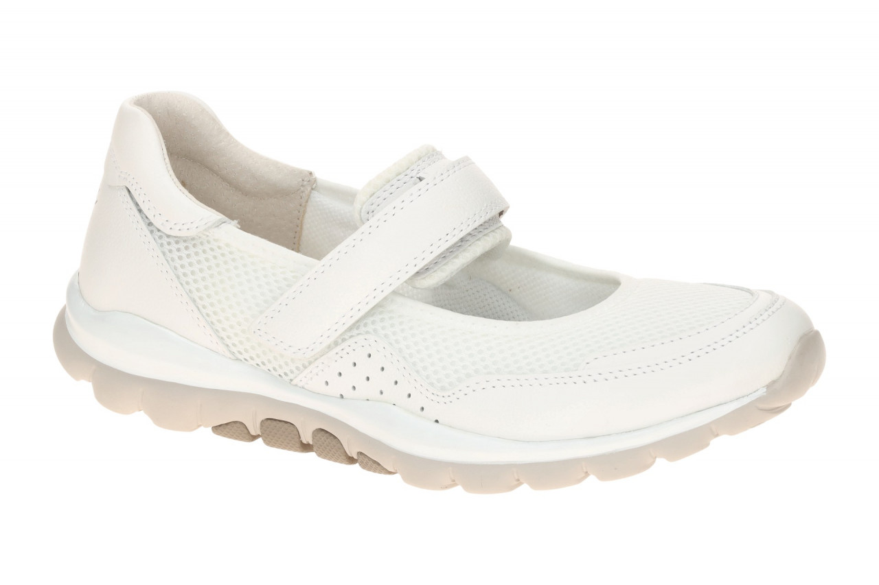 Gabor 86.961.50 ROLLINGSOFT Damen Ballerina wei? Mesh Echtleder Klettverschluss