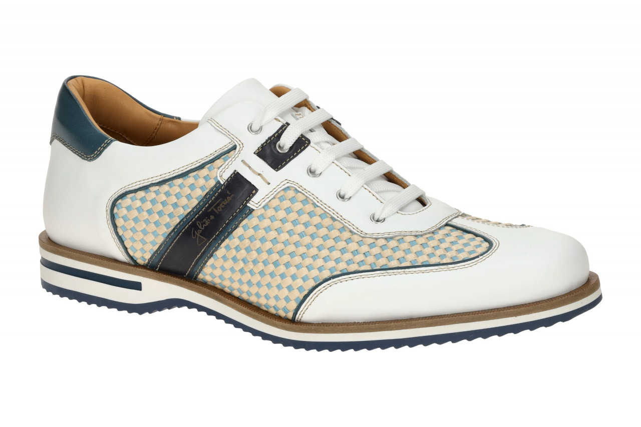 Galizio Torresi Herrenschuhe 310530 Wei? Petrolio Glattleder Textil Gummisohl...