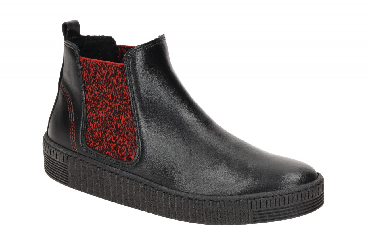 Gabor 53.731.25 Damen Stiefeletten Schwarz/Rot Best Fitting Keilabsatz