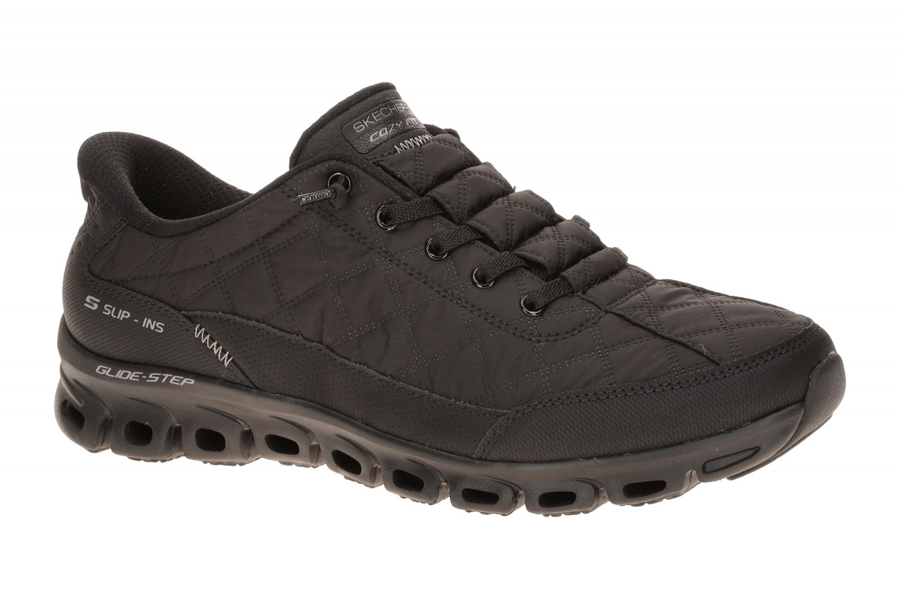 Skechers 104556 BBK GLIDE STEP - AT EASE Damen Slip-On Sneakers, Schwarz Uni