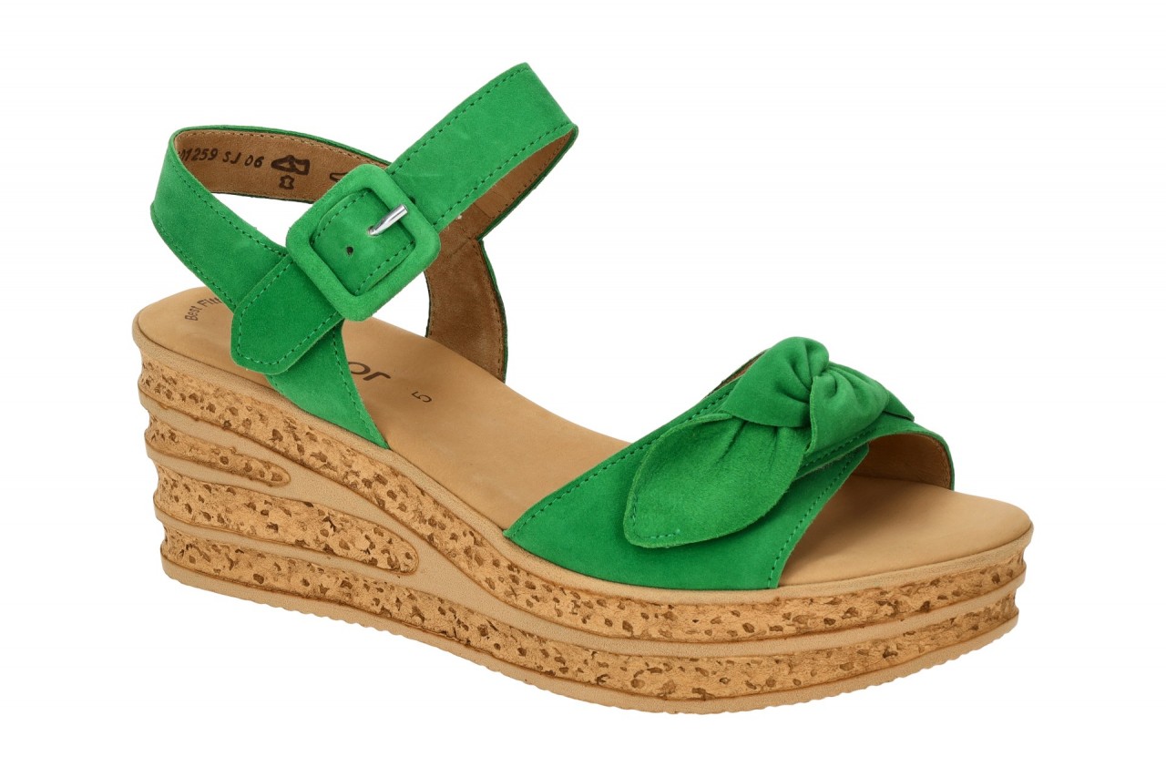 Gabor 64.653.19 Damen Riemchen Sandale gr?n verde - Best Fitting Keilabsatz