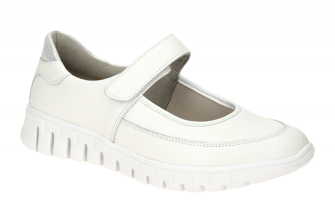Waldl?ufer 916H31 Damenschuhe Wei?/Silber H-BIRDY Ballerina Mary Jane