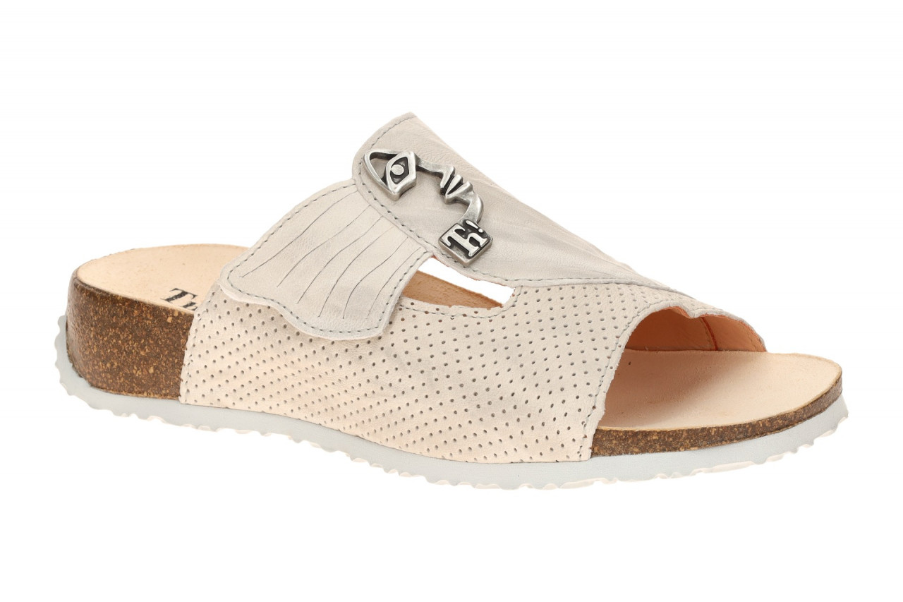 Think 124 MIZZI Damenschuhe Pantoletten Wei? - pearl/kombi Echtleder Fu?bett ...