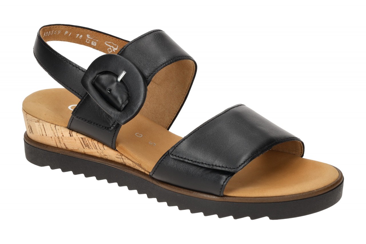 Gabor 82.752.57 GENUA Damen Sandalette Schwarz - Kork Keilabsatz 2,5cm