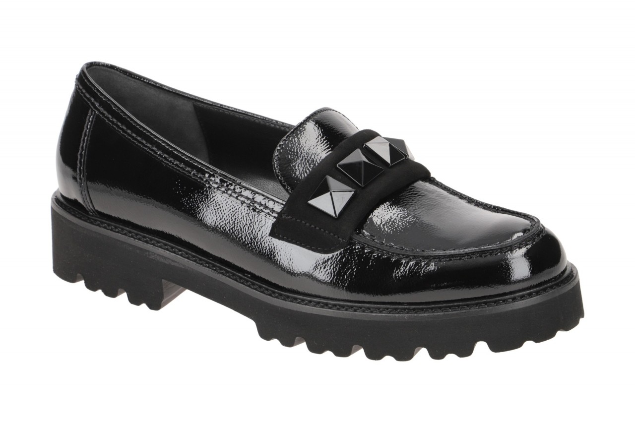Gabor 35.243.97 Damen Slipper schwarz Lackleder Plateau 2cm