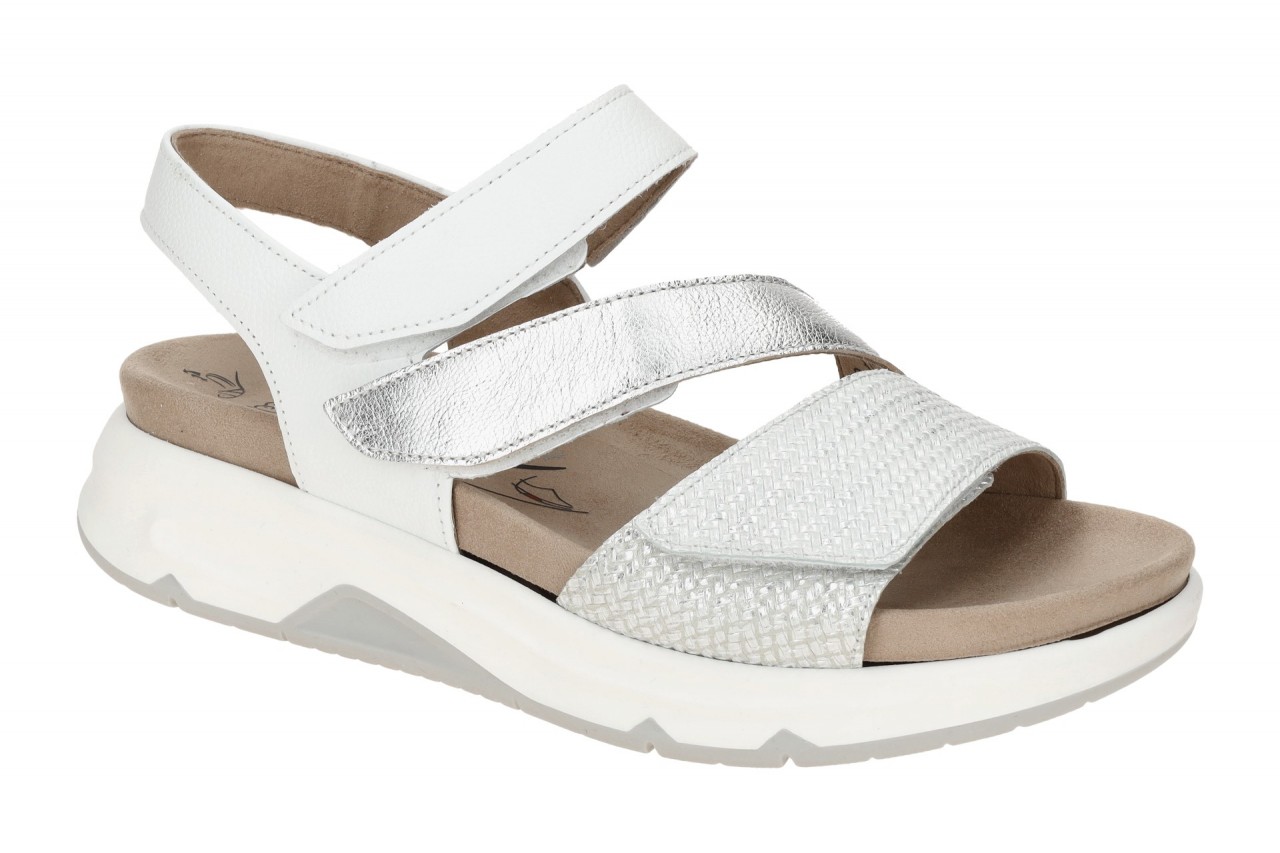 Gabor 86.882.51 ROLLINGSOFT Damen Sandale Silber/Wei? - Klettverschluss