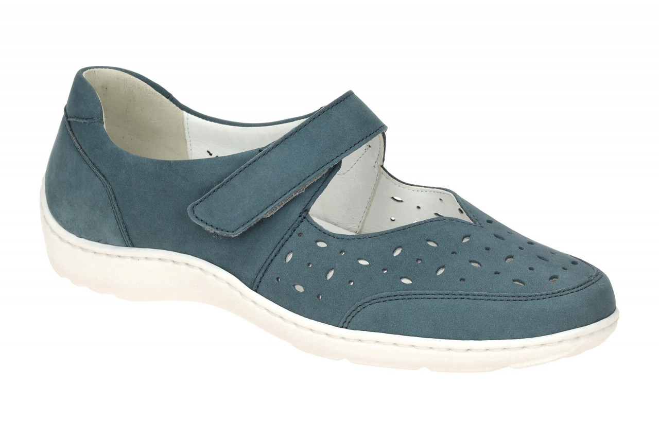 Waldl?ufer 496325 HENNI Blau Denim Damenschuhe Ballerina Mary Jane
