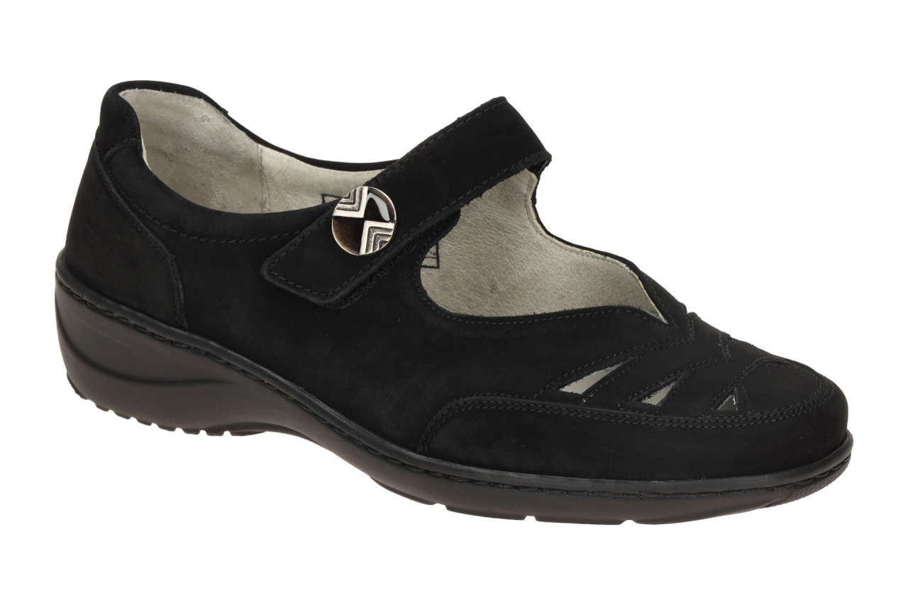 Waldl?ufer 607309-191-001 KYA Damenschuhe Ballerina Mary Jane schwarz Echtled...