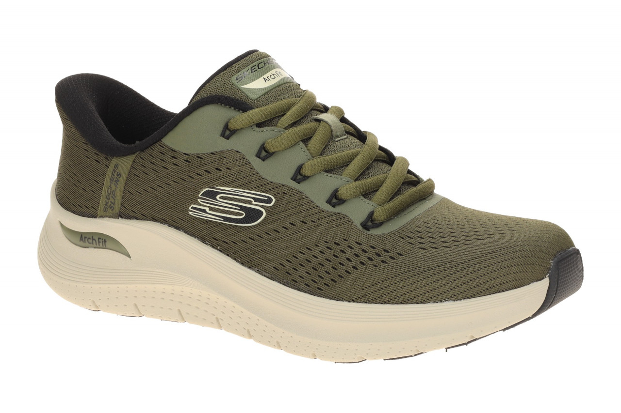 Skechers 232712 OLBK Arch Fit 2.0 Herren Sneaker Gr?n Schwarz Hands Free Slip...