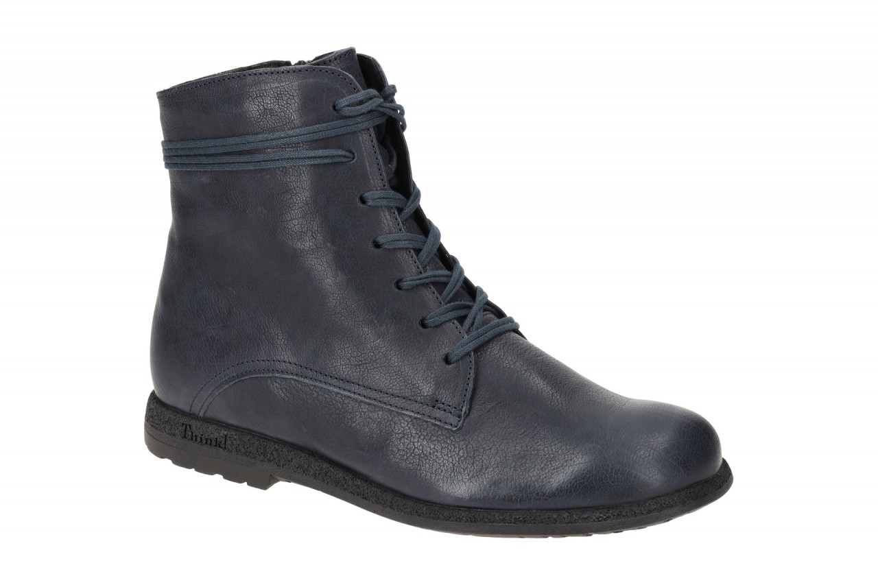 Think 843 Damen Stiefeletten navy blau Echtleder Schn?rung & Rei?verschluss