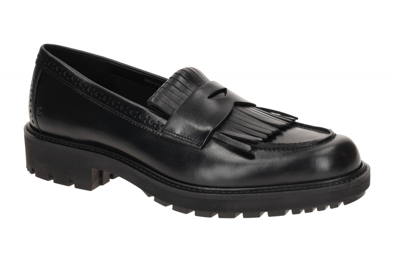 Ecco 232853 METROPOLE OSLO Damen Slipper Schwarz Leder Fransen Blockabsatz