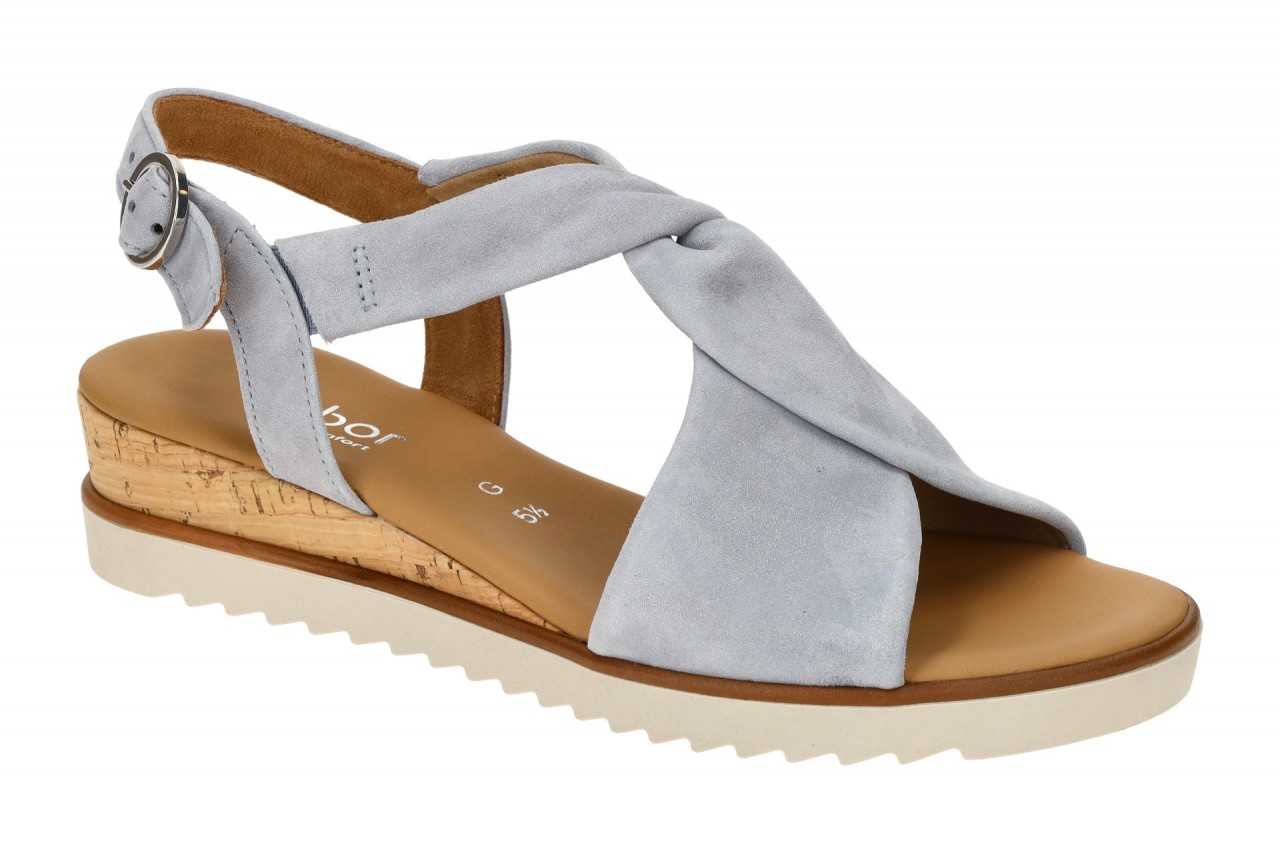 Gabor 62.751.16 Damen Sandalette azur (Kork/creme) Keilabsatz, Echtleder-Komfort