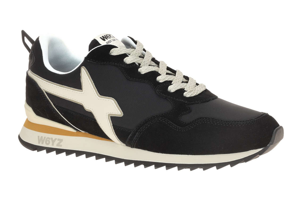 W6YZ 2013560_Jet Herrenschuhe Schwarz/Wei?/Gelb Sneakers Gummisohle Textil Fu...