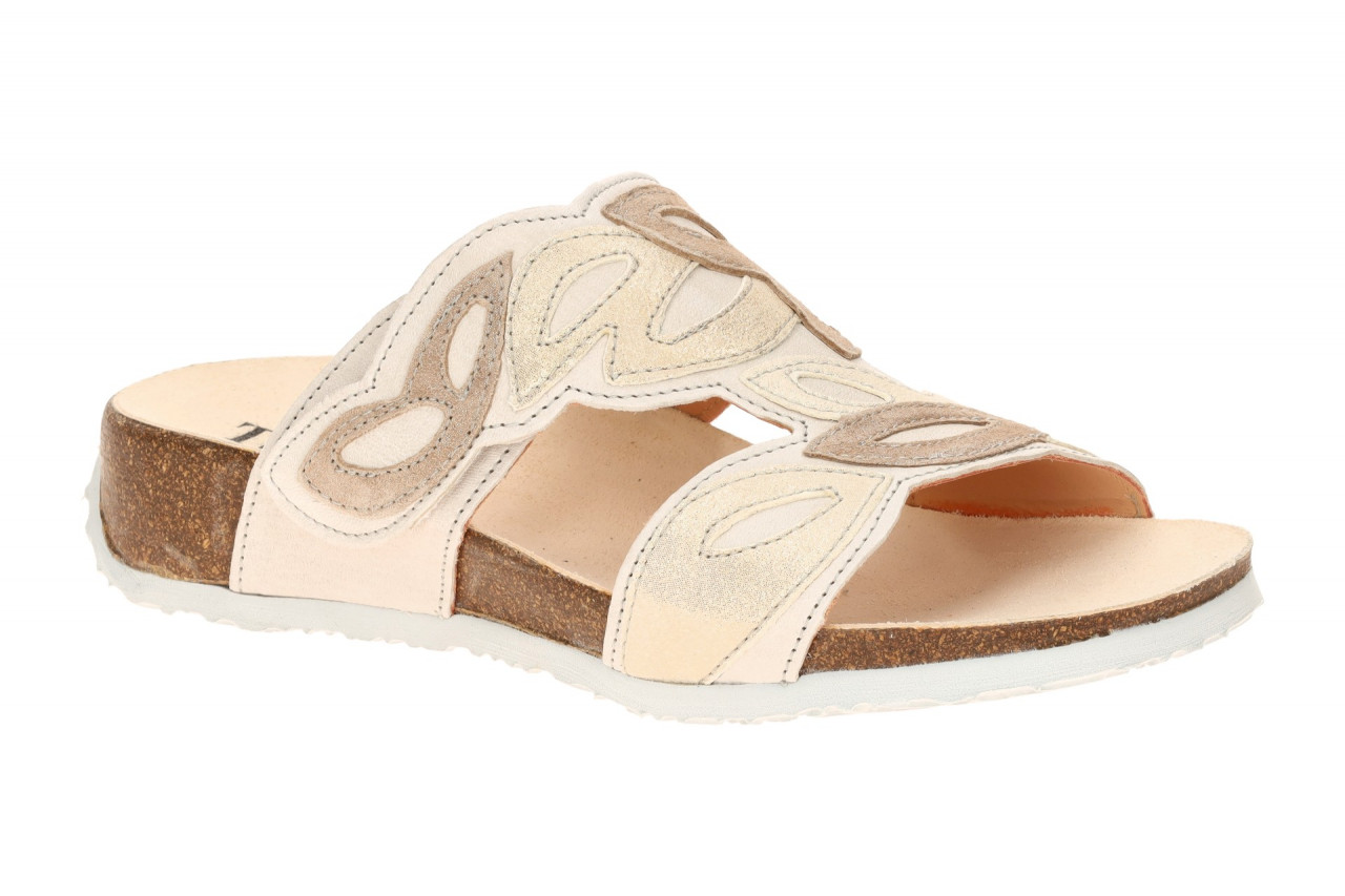 Think 3-001283-2010 MIZZI Damen Pantoletten beige pearl/kombi Keilabsatz Echt...