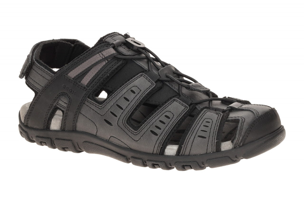 Geox U4524C Herren Sandale Schwarz | Trekking-Sandaletten wasserdicht + atmun...